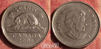 Канада 5 центов 2004 года, KM# 491, 399-128