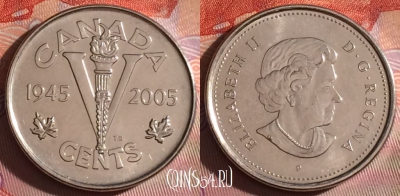 Канада 5 центов 2005 года, KM# 627, 108f-095