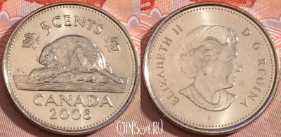 Канада 5 центов 2006 года, KM# 491, 105b-142