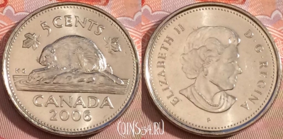 Канада 5 центов 2006 года, KM# 491, 106b-046