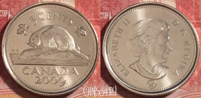 Канада 5 центов 2009 года, KM# 491, UNC, 261-129