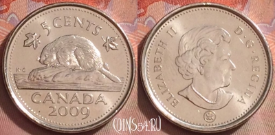 Канада 5 центов 2009 года, KM# 491, 274k-029