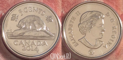 Канада 5 центов 2014 года, KM# 491, UNC, 258-073