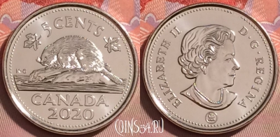 Канада 5 центов 2020 года, KM# 491, UNC, 133j-048