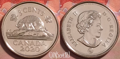 Канада 5 центов 2020 года, KM# 491, UNC, 133j-062