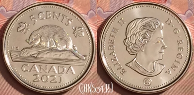 Канада 5 центов 2021 года, KM# 491, UNC, 095l-139