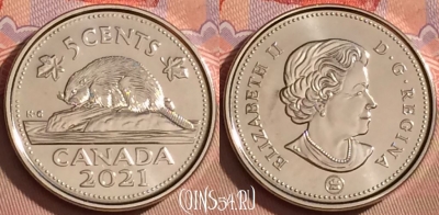 Канада 5 центов 2021 года, KM# 491, UNC, 096l-018