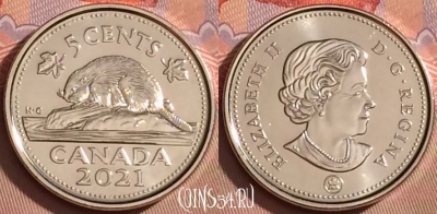 Канада 5 центов 2021 года, KM# 491, UNC, 096l-037