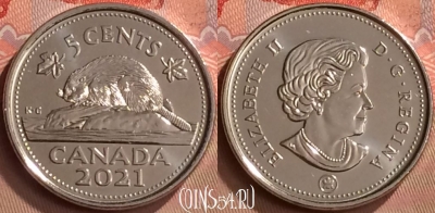 Канада 5 центов 2021 года, KM# 491, UNC, 259m-076