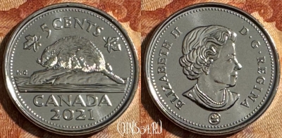 Канада 5 центов 2021 года, KM# 491, UNC, 503s-120