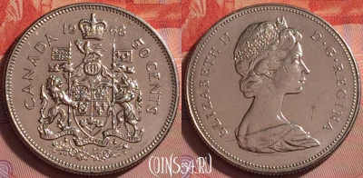Канада 50 центов 1968 года, KM# 75.1, UNC, 294j-144