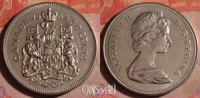 Канада 50 центов 1969 года, KM# 75.1, 105f-050