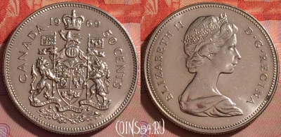 Канада 50 центов 1969 года, KM# 75.1, UNC, 294j-138