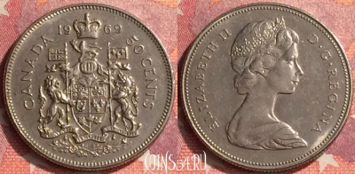 Канада 50 центов 1969 года, KM# 75.1, 296o-144 ♛