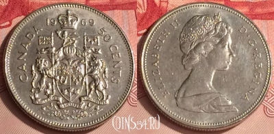 Канада 50 центов 1969 года, KM# 75.1, 304o-030 ♛