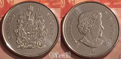 Канада 50 центов 2021 года, KM# 494, UNC, 253m-038