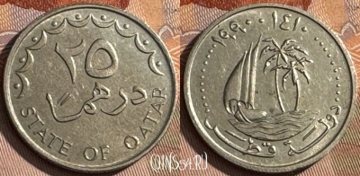 Катар 25 дирхамов 1990 года, KM# 4, 513s-048