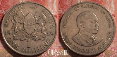 Кения 1 шиллинг 1989 года, KM# 20, 228-048