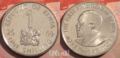 Кения 1 шиллинг 2009 года, KM# 34, 122a-006
