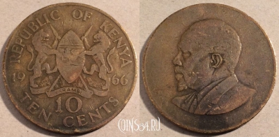 Кения 10 центов 1966 года, KM# 2, 111-039