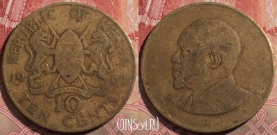 Кения 10 центов 1967 года, KM# 2, 216-104