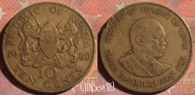 Кения 10 центов 1980 года, KM# 18, 148i-041