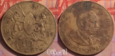 Кения 10 центов 1984 года, KM# 18, 130j-026