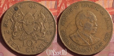 Кения 10 центов 1987 года, KM# 18, 203k-029