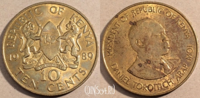 Кения 10 центов 1989 года, KM# 18, 111-042
