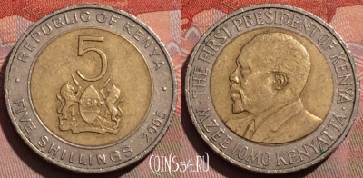 Кения 5 шиллингов 2005 года, KM# 37.1, 258a-004