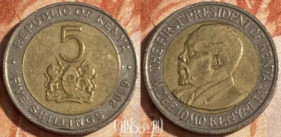 Кения 5 шиллингов 2009 года, KM# 37.1, 168r-070 ♛