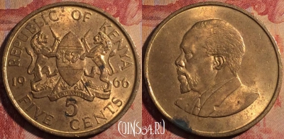 Кения 5 центов 1966 года, KM# 1, 164a-129