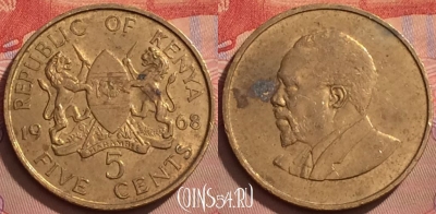 Кения 5 центов 1968 года, KM# 1, 120l-048