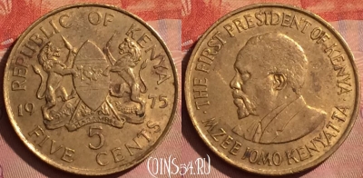Кения 5 центов 1975 года, KM# 10, 237l-138