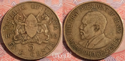 Кения 5 центов 1975 года, KM# 10, b077-132