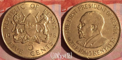 Кения 5 центов 1978 года, KM# 10, 263f-036