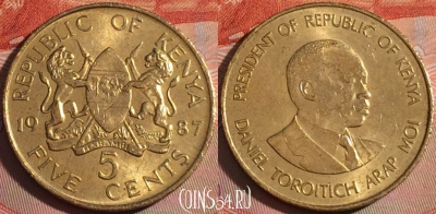 Кения 5 центов 1987 года, KM# 17, 125a-043