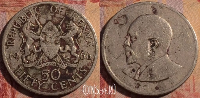 Кения 50 центов 1966 года, KM# 4, 164a-108