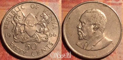 Кения 50 центов 1966 года, KM# 4, 175a-122