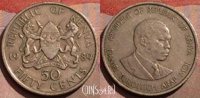 Кения 50 центов 1989 года, KM# 19, 179b-027