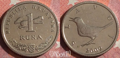 Хорватия 1 куна 2009 года, KM# 9.1, 351-110