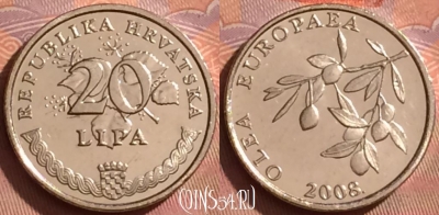 Хорватия 20 лип 2008 года, редкая, KM# 17, 218l-112