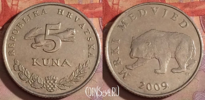Хорватия 5 кун 2009 года, KM# 11, 330-062