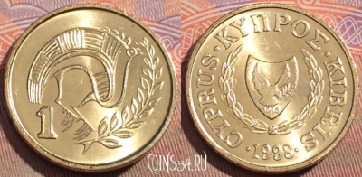 Кипр 1 цент 1998 года, KM# 53.3, 105c-127