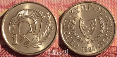 Кипр 1 цент 1998 года, KM# 53.3, 298i-079
