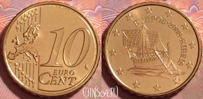 Кипр 10 евроцентов 2008 года, KM# 81, UNC, 279j-009