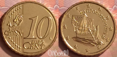 Кипр 10 евроцентов 2018 года, KM# 81, UNC, 236m-098