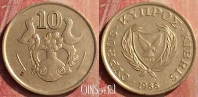 Кипр 10 центов 1988 года, KM# 56.2, 427-089