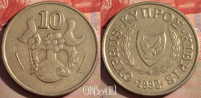 Кипр 10 центов 1992 года, KM# 56.3, 092a-086