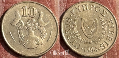 Кипр 10 центов 1998 года, KM# 56.3, s052s-036
